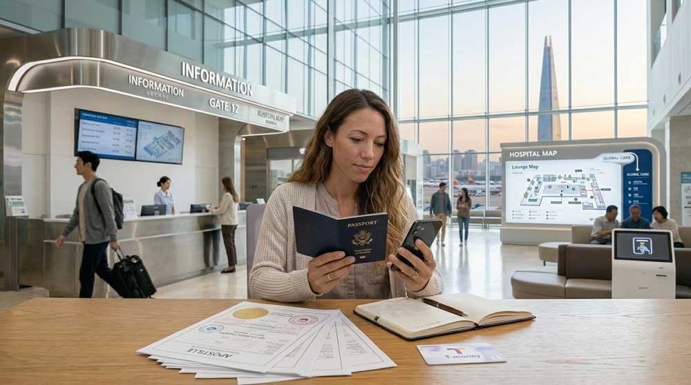 A foreign traveler preparing to fill out the e-Arrival Card